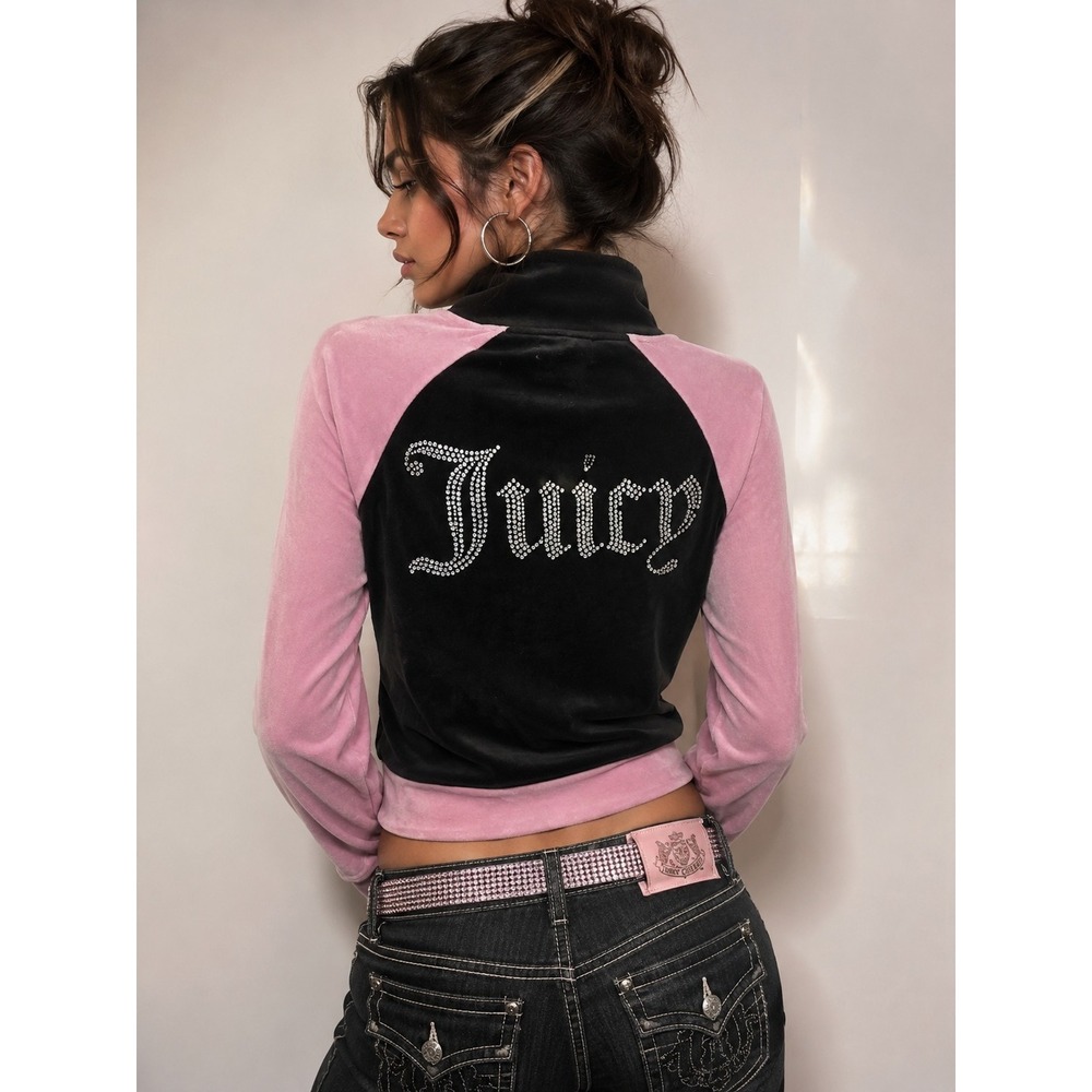 Juicy Couture Tricot Panel Colorblock Track Jacket Sz S Y2K McBling Pop Culture